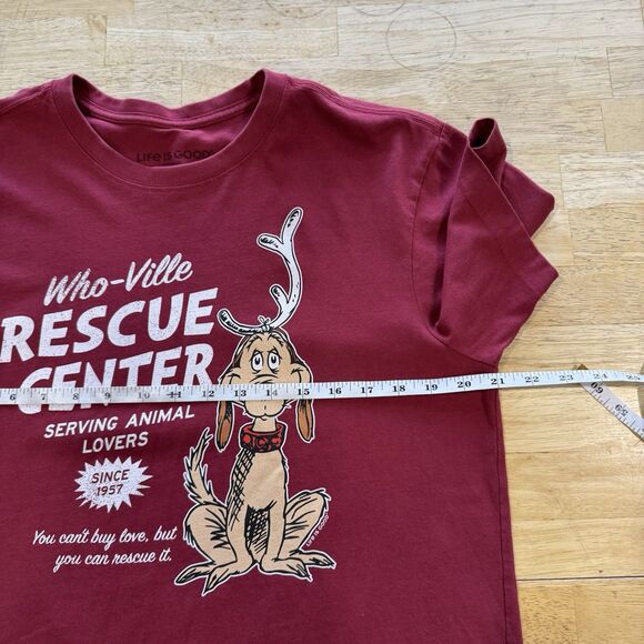 LIFE IS GOOD Men's WhoVille Rescue Center Short Sleeve Crusher Tee Red PRISTINE - Picture 6 of 10